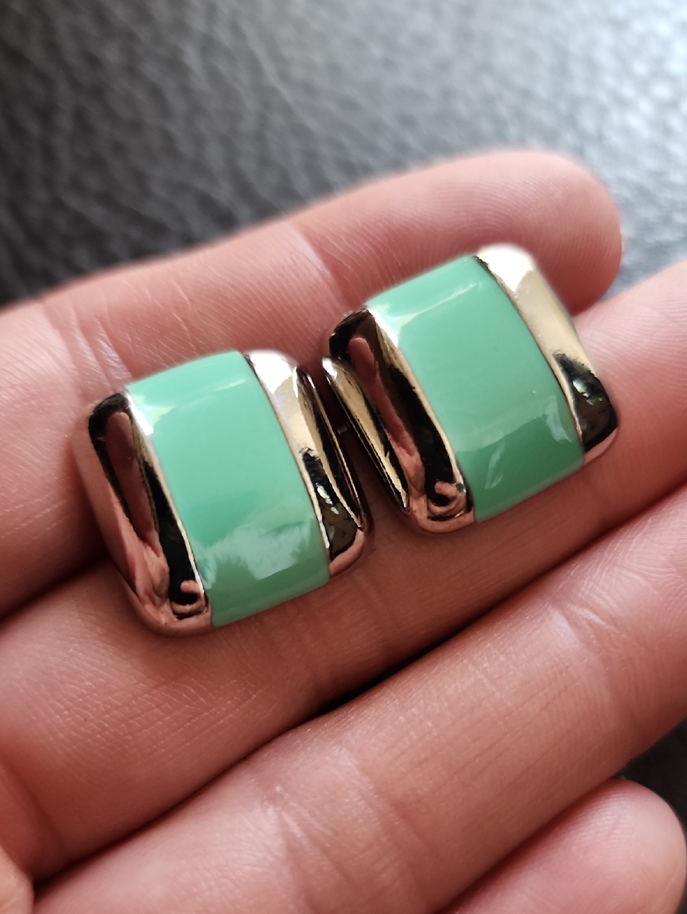VTG Mint Green and Silver Earrings
